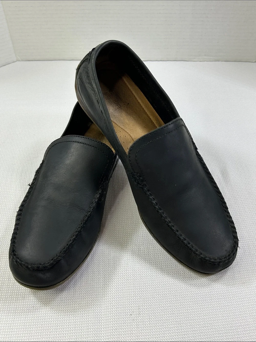 Frye Men’s Black Leather Driver Loafers Moc Toe Slip On Shoes Size 10
